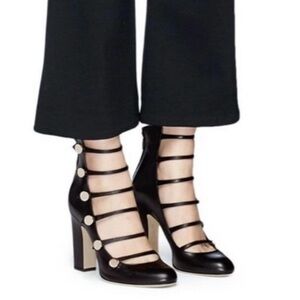 Jimmy Choo London Leather Multi Strap 100 MM  Pump Caged Ankle Boots Sz 38.5/8.5